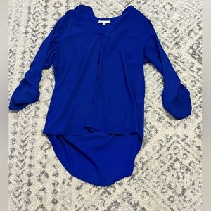 Blue button sleeve blouse